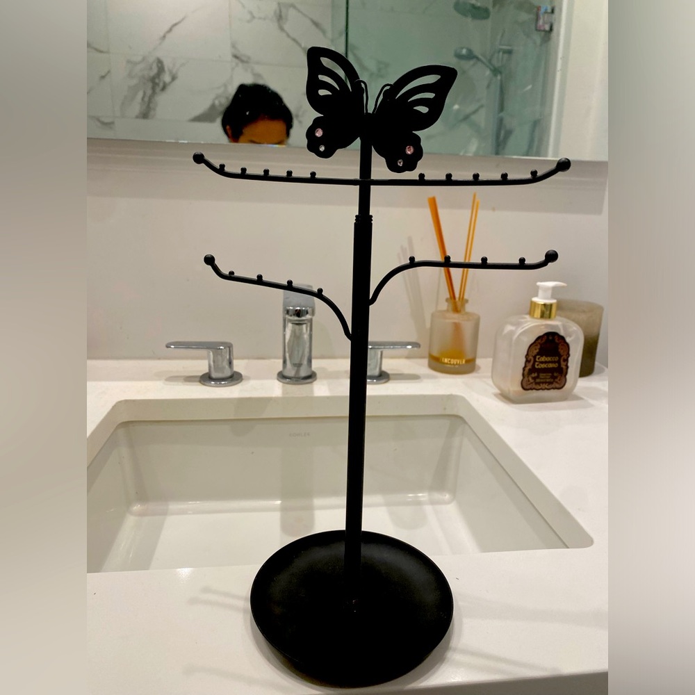 Black extendable butterfly jewellery and accessory stand.